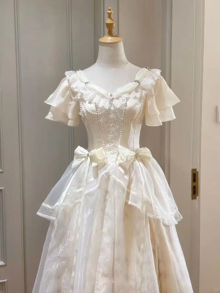 Gaun Desain Pita Antik Manis G - French Vintage Floral Midi Dress ulasan dan harga