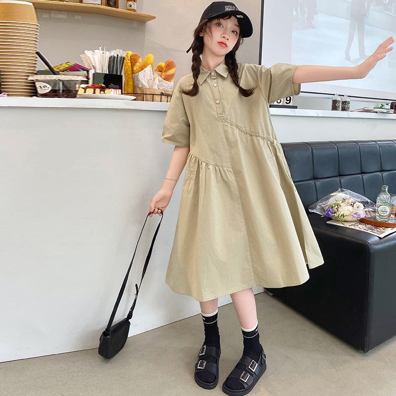 Pakaian Anak Korea Gaun Anak P - Korean Style A Line Shirt Dress ulasan dan harga